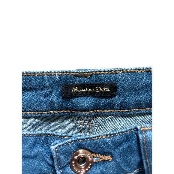 Massimo Dutti Womens Jeans Semi Flared Sz 4 Denim High Rise Medium Wash Stretch - Picture 3 of 9